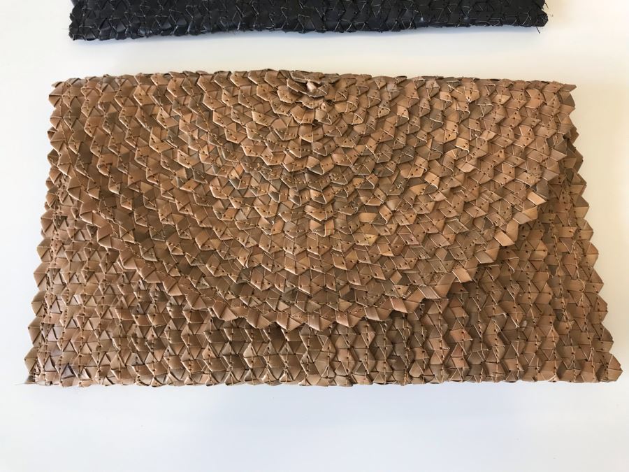 Pair Of Sofia Woven Clutch Handbags In Brown And Black Retails $64 [Photo 2]