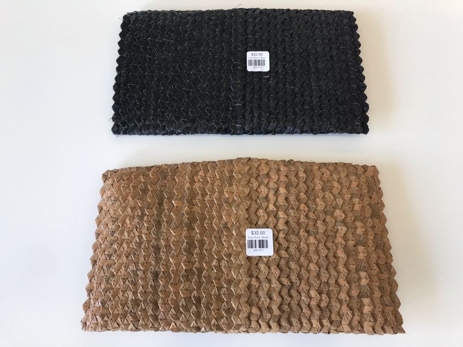 Pair Of Sofia Woven Clutch Handbags In Brown And Black Retails $64 [Photo 4]
