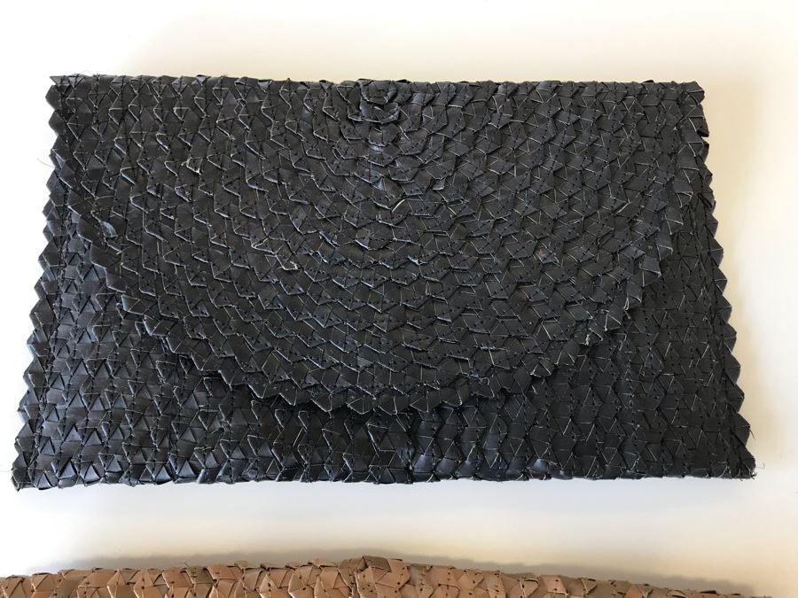 Pair Of Sofia Woven Clutch Handbags In Brown And Black Retails $64 [Photo 3]