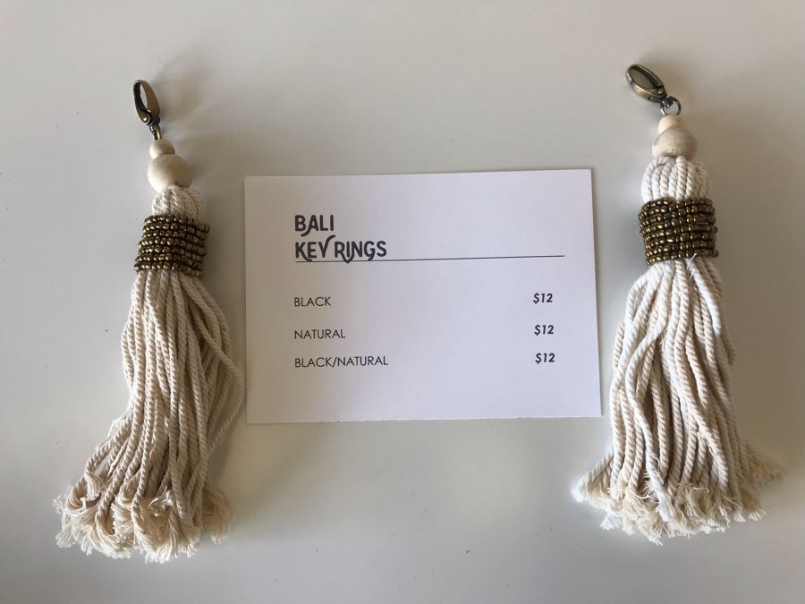 Pair Of White Tassle Bali Key Rings Retails $24 [Photo 2]