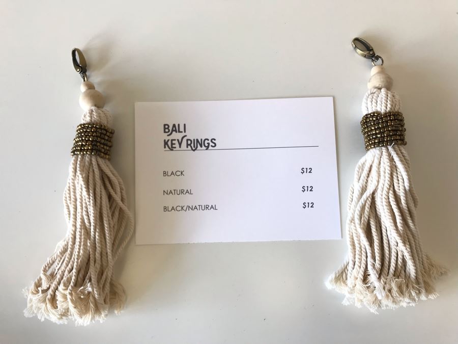 Pair Of White Tassle Bali Key Rings Retails $24 [Photo 1]