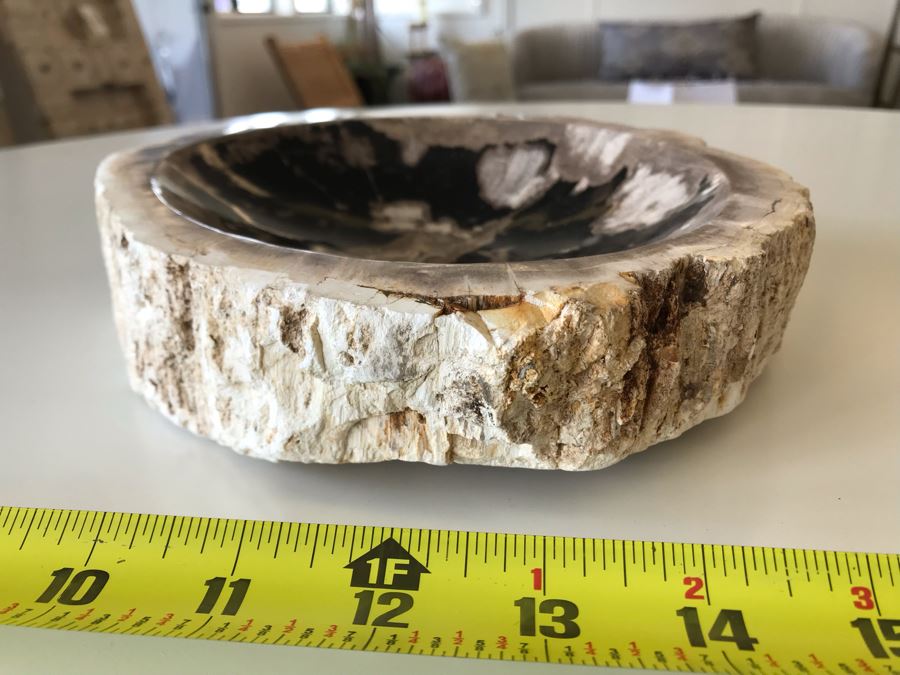 Antique Natural Petrified Wood Bowl 8W X 7D X 2H [Photo 8]