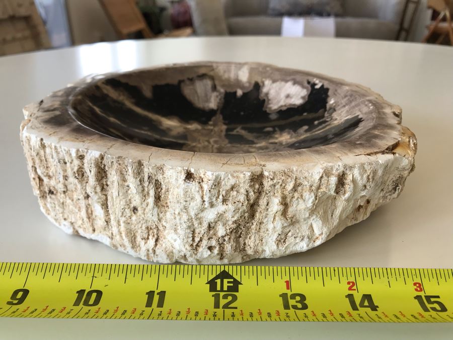 Antique Natural Petrified Wood Bowl 8W X 7D X 2H [Photo 7]