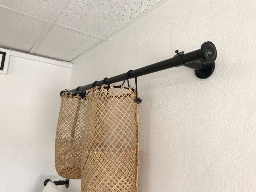 Pair Of Black Curtain Rods With Mounting Hardware 55L X 5D / 48L X 5D [Photo 3]