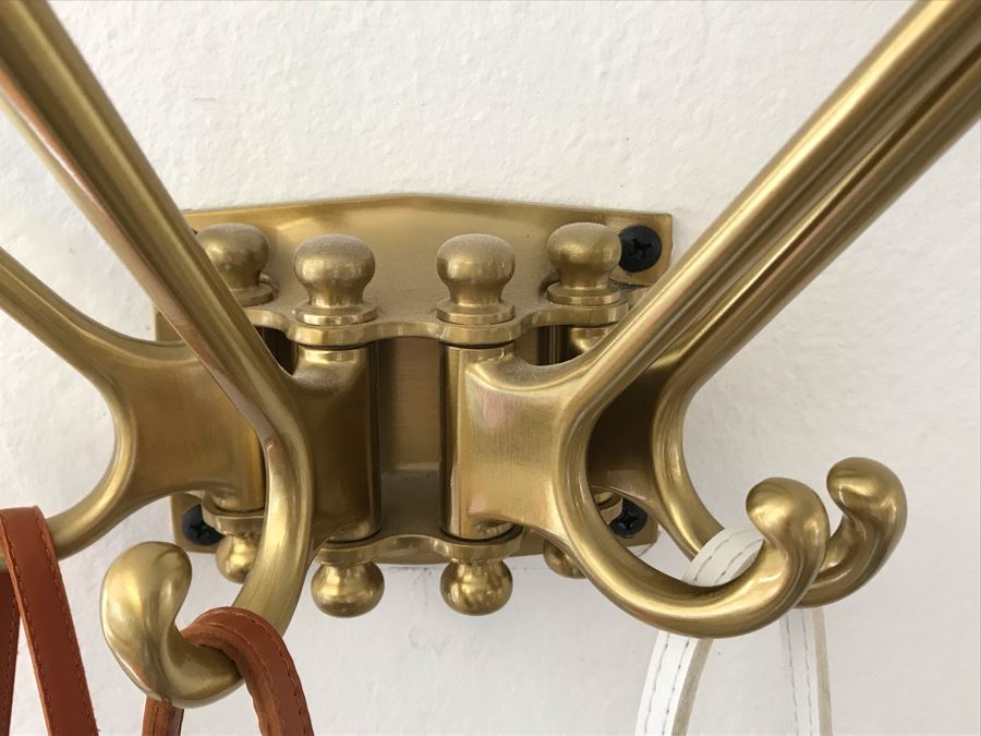 Brass 4-Hook Wall Mounted Coat Rack Hanger