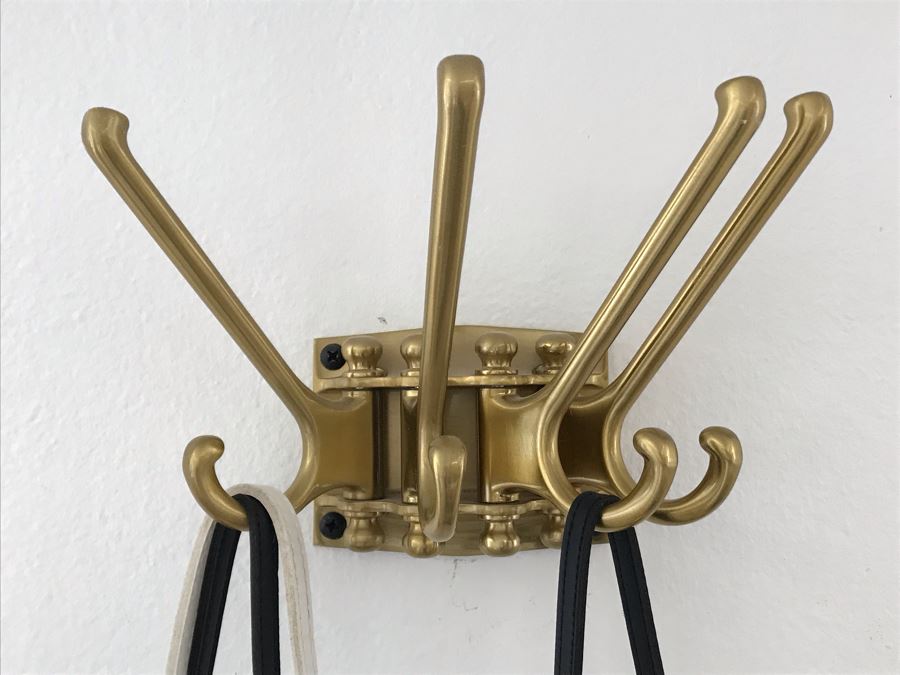 Brass 4-Hook Wall Mounted Coat Rack Hanger [Photo 1]