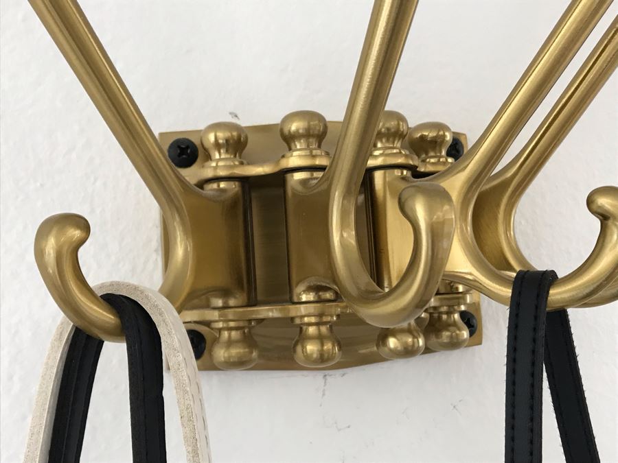Brass 4Hook Wall Mounted Coat Rack Hanger