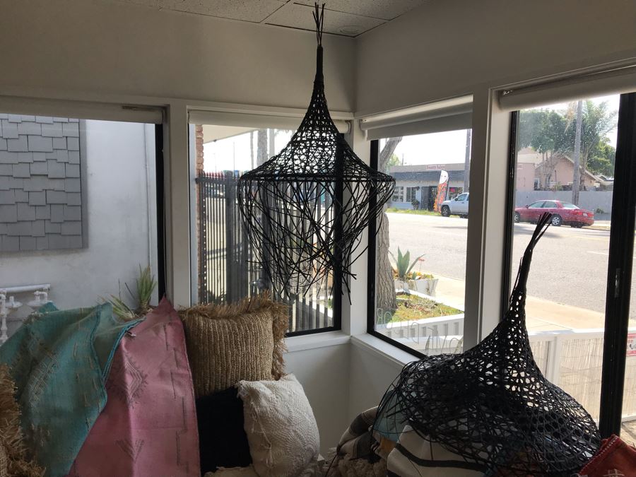 Pair Of Mykonos Black Hanging Light Fixtures (Needs Electrical Light Fixtures) Retails $196 [Photo 3]
