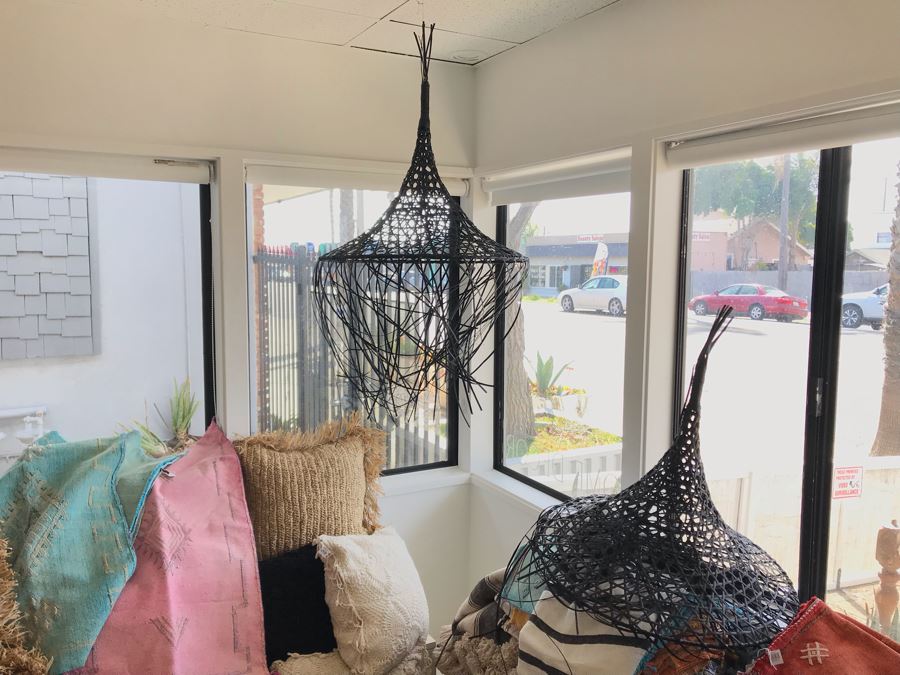 Pair Of Mykonos Black Hanging Light Fixtures (Needs Electrical Light Fixtures) Retails $196 [Photo 2]