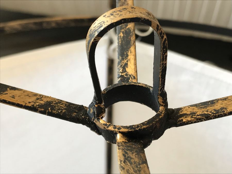 Pair Of Large Black And White Cloth Metal Frame Hanging Light Fixtures (Need Electrical Light Fixtures) 19R X 24.5H Retails $325 [Photo 9]