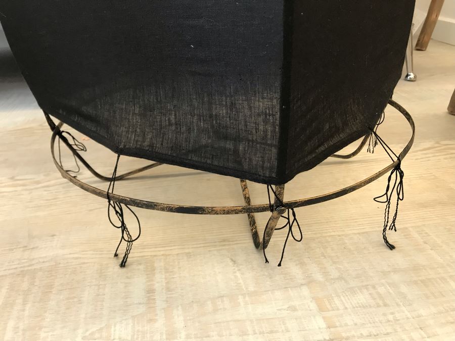 Pair Of Large Black And White Cloth Metal Frame Hanging Light Fixtures (Need Electrical Light Fixtures) 19R X 24.5H Retails $325 [Photo 6]