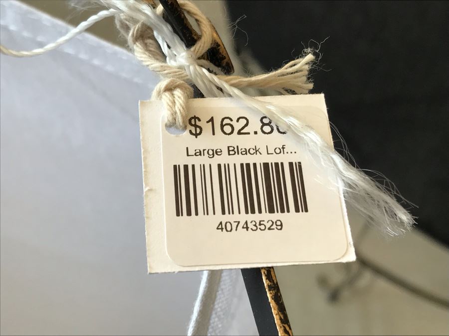 Pair Of Large Black And White Cloth Metal Frame Hanging Light Fixtures (Need Electrical Light Fixtures) 19R X 24.5H Retails $325 [Photo 8]