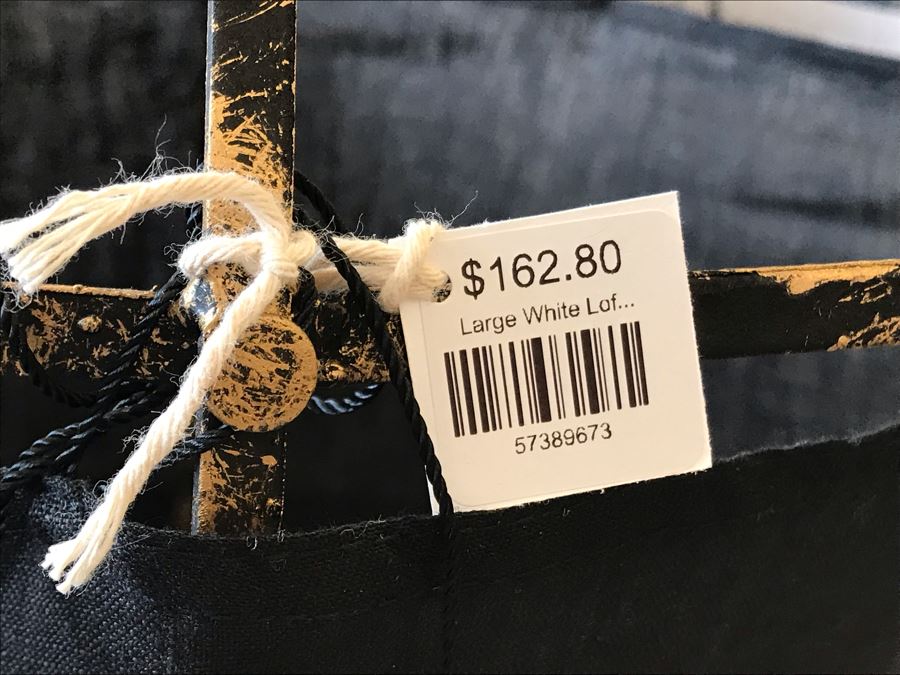 Pair Of Large Black And White Cloth Metal Frame Hanging Light Fixtures (Need Electrical Light Fixtures) 19R X 24.5H Retails $325 [Photo 7]