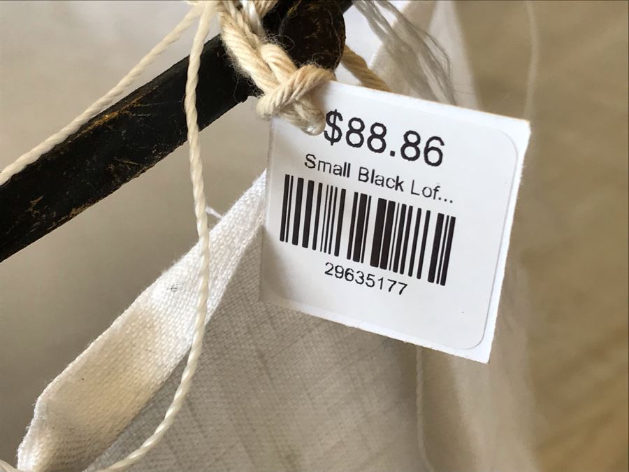 Pair Of Small Black And White Cloth Metal Frame Hanging Light Fixtures (Need Electrical Light Fixtures) 12R X 19H Retails $177 [Photo 9]