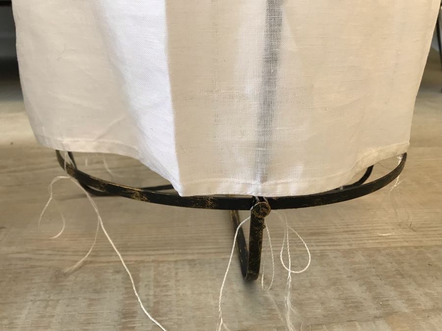 Pair Of Small Black And White Cloth Metal Frame Hanging Light Fixtures (Need Electrical Light Fixtures) 12R X 19H Retails $177 [Photo 7]