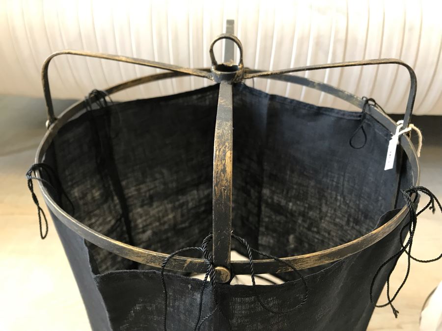 Pair Of Small Black And White Cloth Metal Frame Hanging Light Fixtures (Need Electrical Light Fixtures) 12R X 19H Retails $177 [Photo 4]