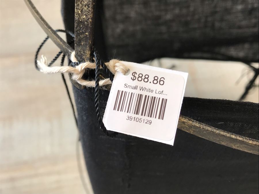 Pair Of Small Black And White Cloth Metal Frame Hanging Light Fixtures (Need Electrical Light Fixtures) 12R X 19H Retails $177 [Photo 8]