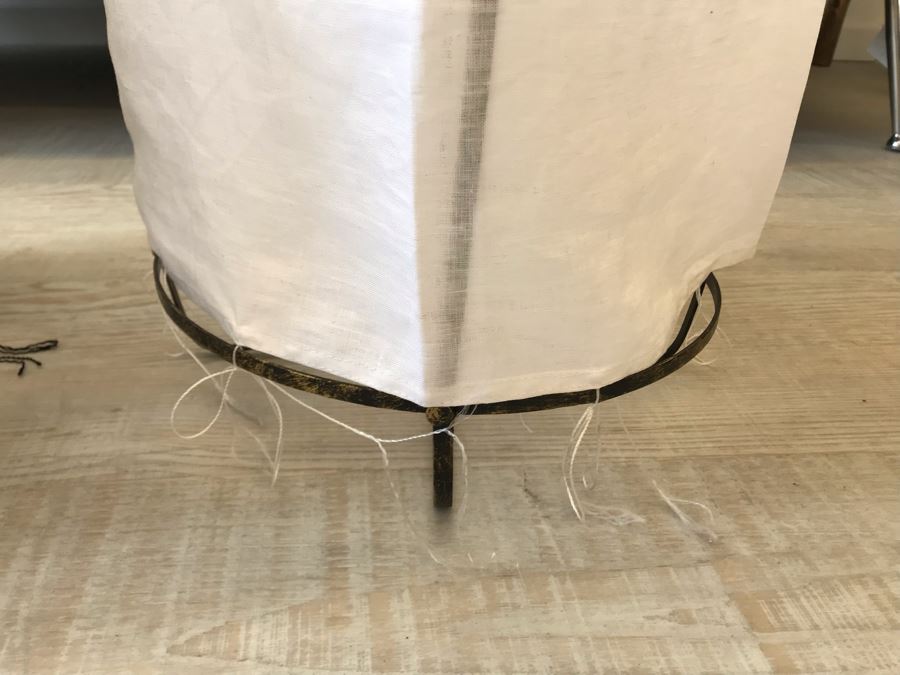 Pair Of Small Black And White Cloth Metal Frame Hanging Light Fixtures (Need Electrical Light Fixtures) 12R X 19H Retails $177 [Photo 7]