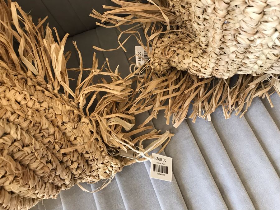 Pair Of Fringe Rafia Throw Pillows Apx 18W Retails $160 [Photo 5]