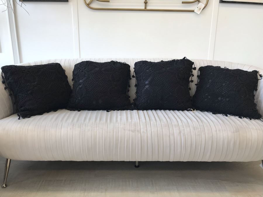 Set Of (4) Black Crochet Throw Pillows 16W Retails $272 [Photo 2]
