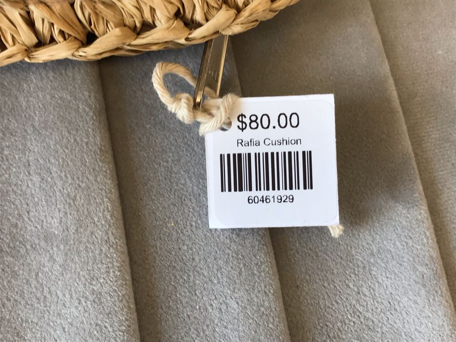 Pair Of Rafia Cushion Throw Pillows 16W Retails $160 [Photo 4]