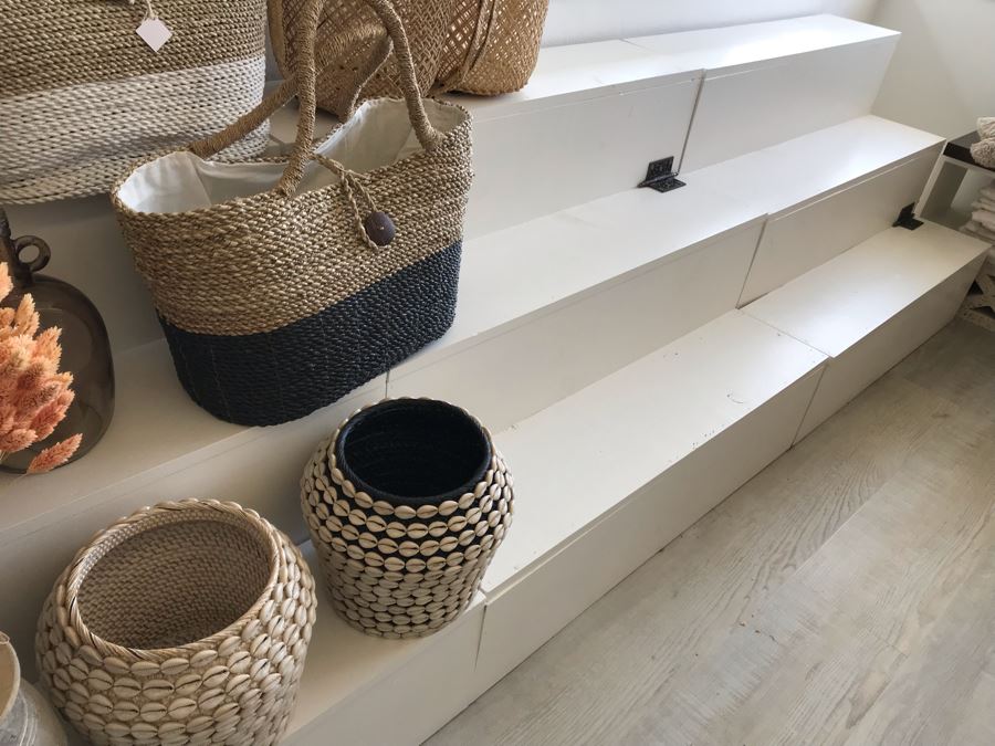 Set Of (3) Wooden Display Stairs With Decorative Hinges (Does Not Swing Up) Great For Displaying Items - Each Is 40W X 27D X 29H [Photo 4]