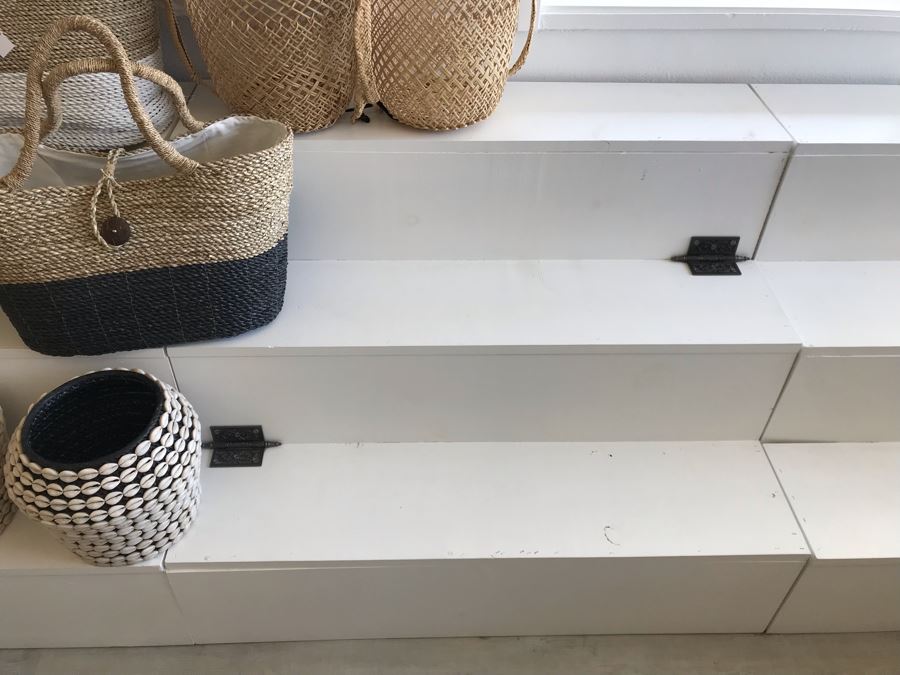 Set Of (3) Wooden Display Stairs With Decorative Hinges (Does Not Swing Up) Great For Displaying Items - Each Is 40W X 27D X 29H [Photo 7]