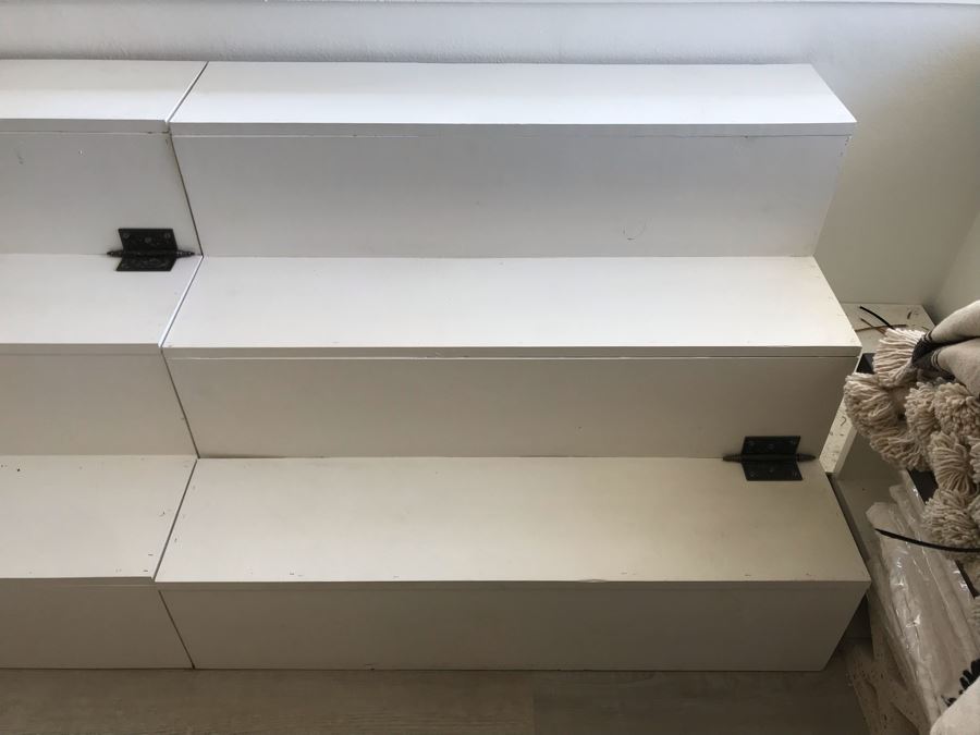 Set Of (3) Wooden Display Stairs With Decorative Hinges (Does Not Swing Up) Great For Displaying Items - Each Is 40W X 27D X 29H [Photo 6]