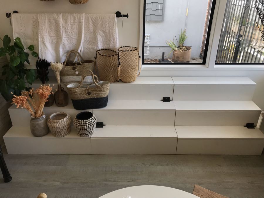 Set Of (3) Wooden Display Stairs With Decorative Hinges (Does Not Swing Up) Great For Displaying Items - Each Is 40W X 27D X 29H [Photo 3]