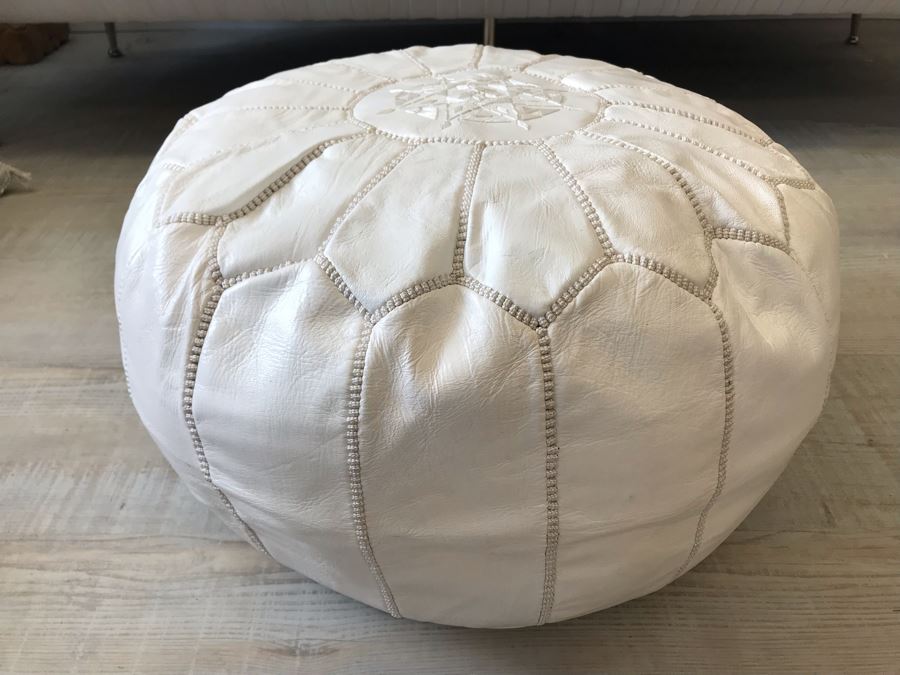 Handmade Leather Pouf Brown Apx 21R X 12H Retails $199 [Photo 1]