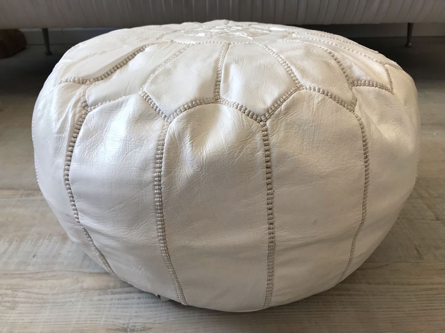 Handmade Leather Pouf Brown Apx 21R X 12H Retails $199 [Photo 3]