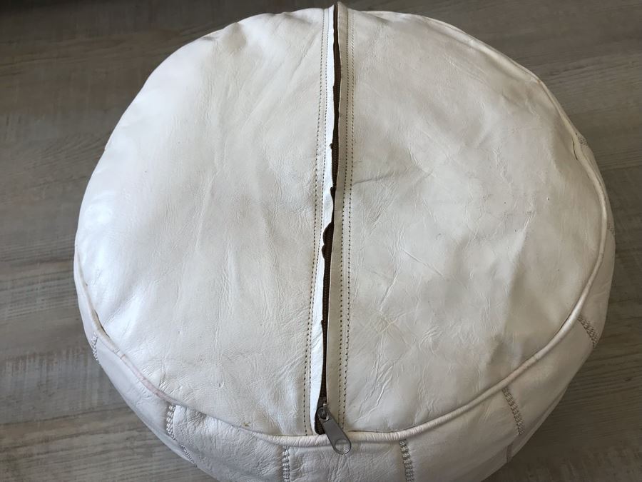 Handmade Leather Pouf Brown Apx 21R X 12H Retails $199 [Photo 7]
