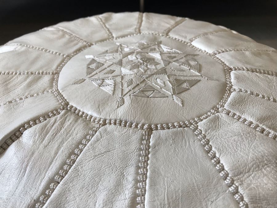 Handmade Leather Pouf Brown Apx 21R X 12H Retails $199 [Photo 6]