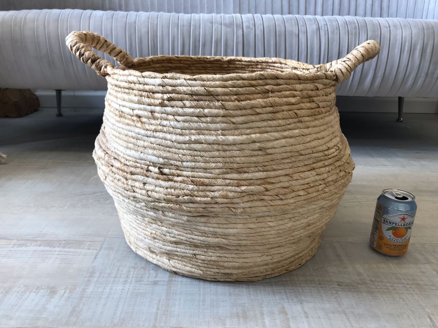 Large Handled Rope Basket 20W X 14H