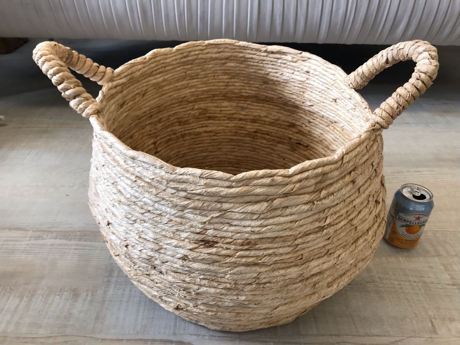 Large Handled Rope Basket 20W X 14H