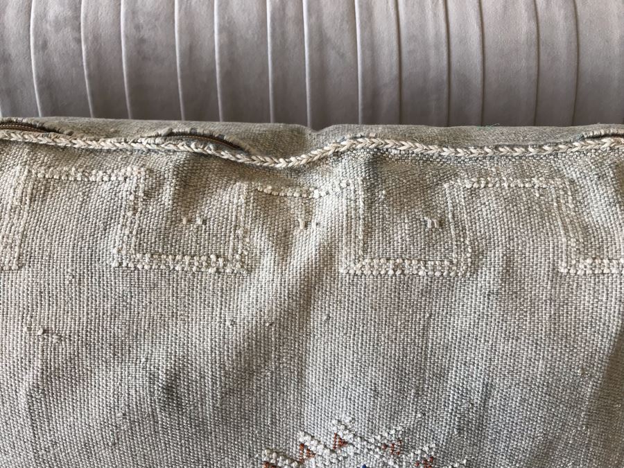 Pair Of Moroccan Sabra Cactus Silk Oversized Pillow Covers (One With Cushion) Apx 20 X 36 Retails $300 [Photo 5]