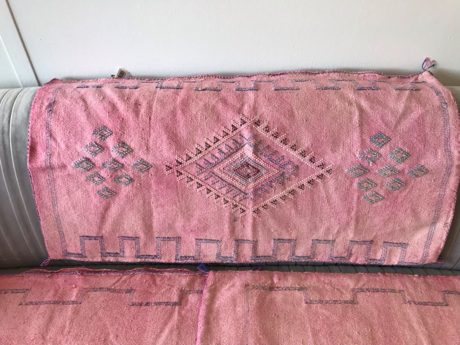(3) Moroccan Sabra Cactus Silk Oversized Pillow Covers Pink Apx 20 X 36 Retails $450 [Photo 3]