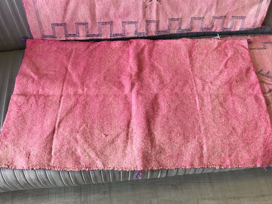 (3) Moroccan Sabra Cactus Silk Oversized Pillow Covers Pink Apx 20 X 36 Retails $450 [Photo 11]