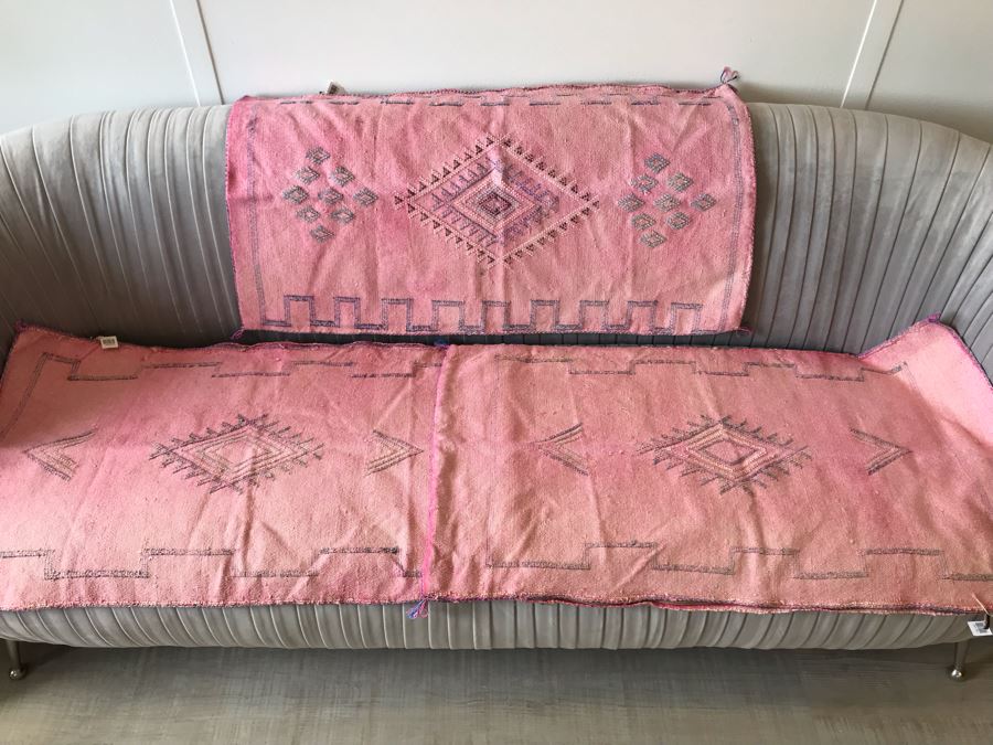 (3) Moroccan Sabra Cactus Silk Oversized Pillow Covers Pink Apx 20 X 36 Retails $450 [Photo 1]