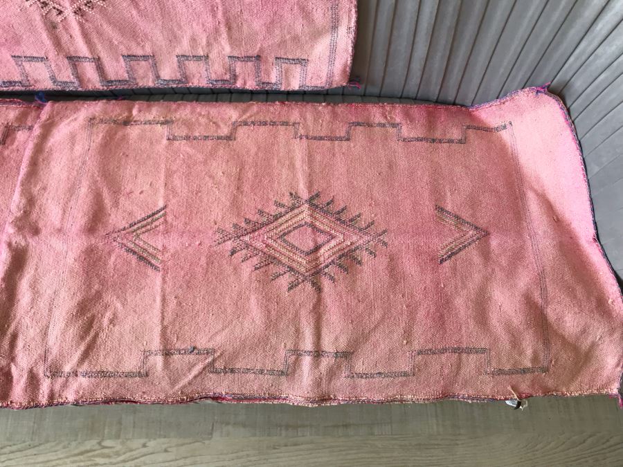 (3) Moroccan Sabra Cactus Silk Oversized Pillow Covers Pink Apx 20 X 36 Retails $450 [Photo 8]