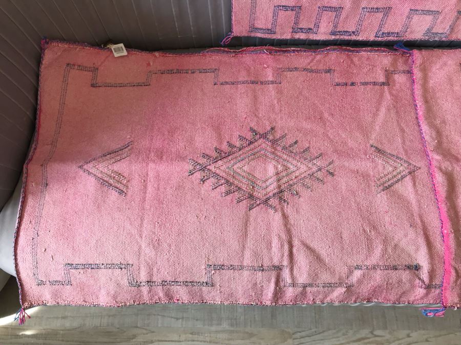 (3) Moroccan Sabra Cactus Silk Oversized Pillow Covers Pink Apx 20 X 36 Retails $450 [Photo 9]