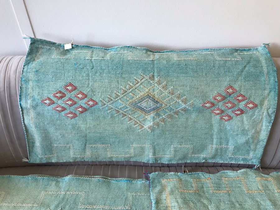 (3) Moroccan Sabra Cactus Silk Oversized Pillow Covers Mint Color Apx 20 X 36 Retails $450 [Photo 3]
