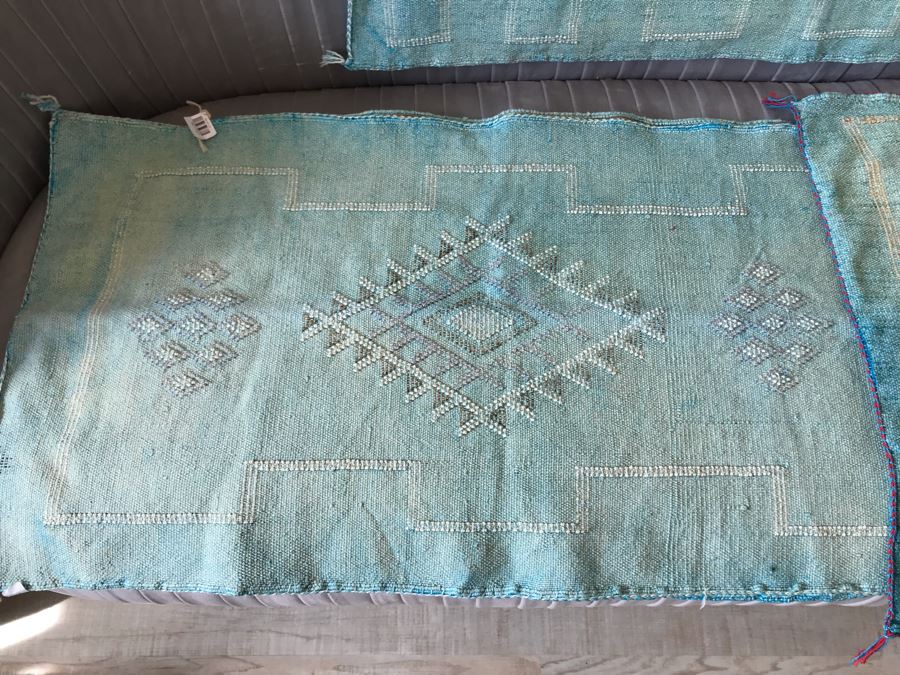 (3) Moroccan Sabra Cactus Silk Oversized Pillow Covers Mint Color Apx 20 X 36 Retails $450 [Photo 10]