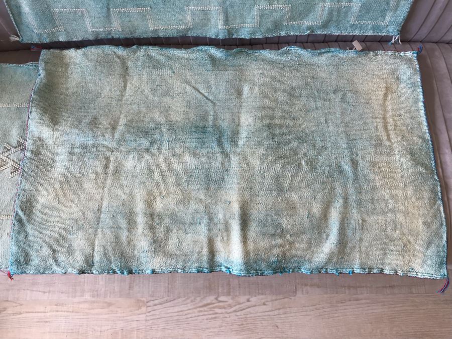 (3) Moroccan Sabra Cactus Silk Oversized Pillow Covers Mint Color Apx 20 X 36 Retails $450 [Photo 13]