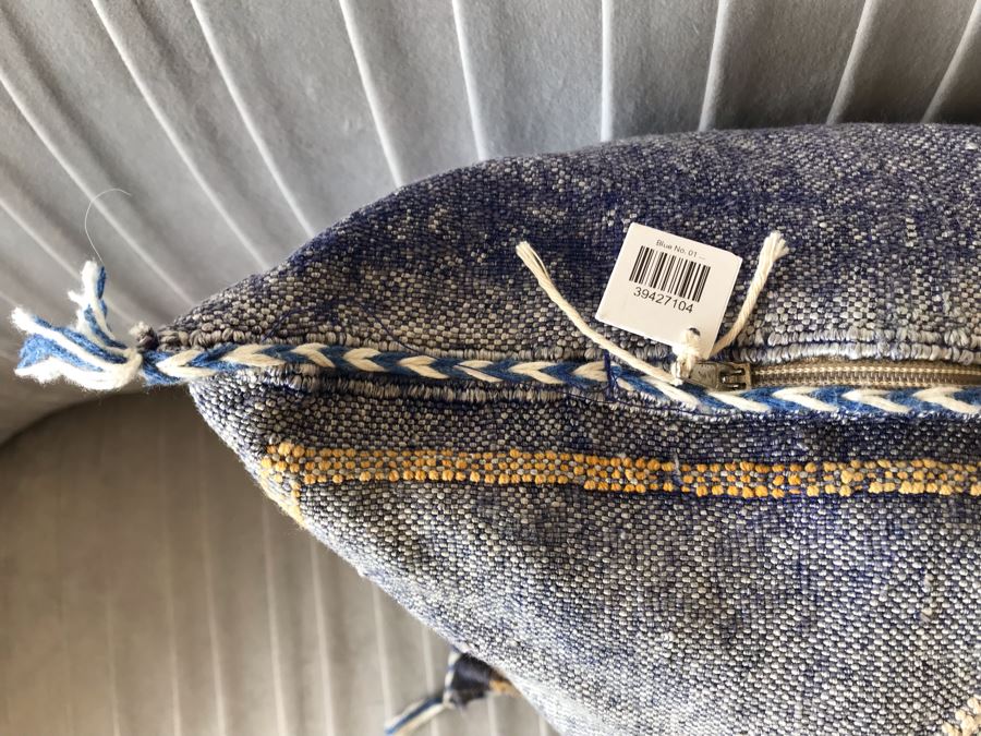 Moroccan Sabra Cactus Silk Oversized Pillow Covers With Cushion Blue Apx 20 X 36 Retails $150 [Photo 6]