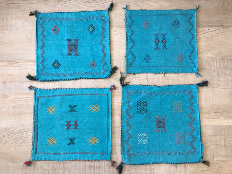 (4) Moroccan Sabra Cactus Silk Pillow Covers Accent Throws Apx 20 X 20 Retails $300