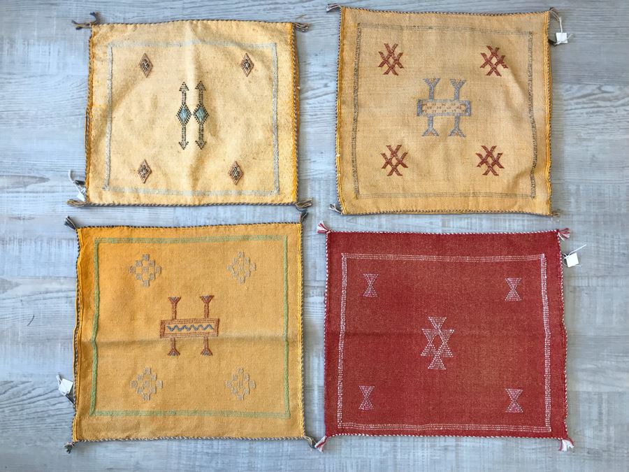 (4) Moroccan Sabra Cactus Silk Pillow Covers Accent Throws Apx 20 X 20 Retails $300
