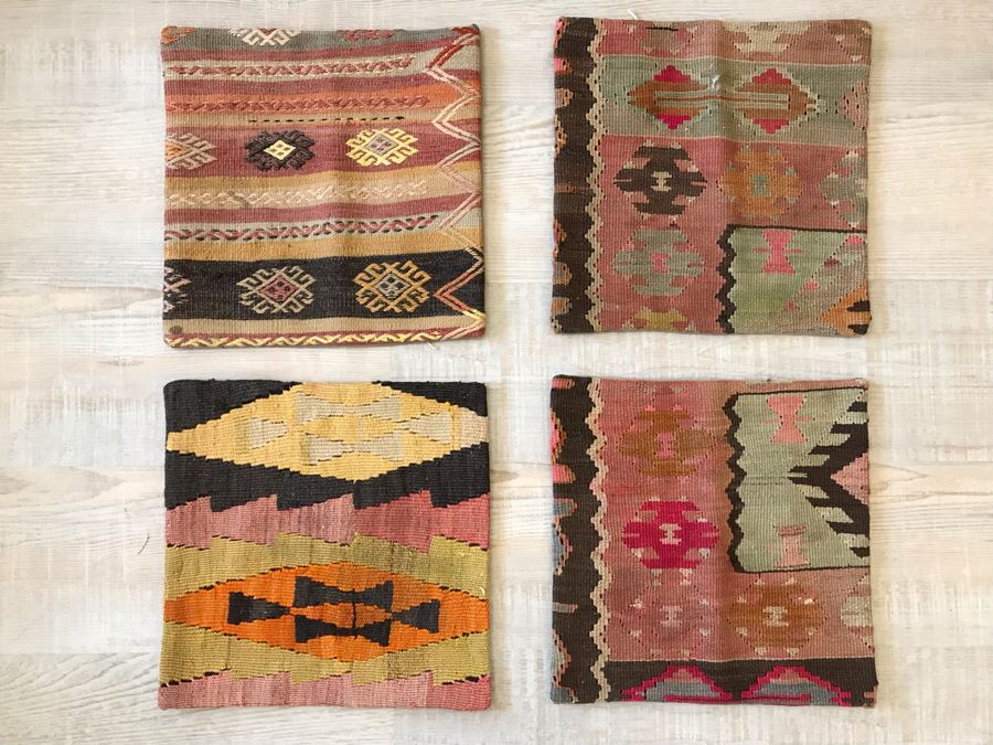 Set Of (4) Turkish Kilim Pillow Covers 16 X 16 Retails $248 [Photo 2]