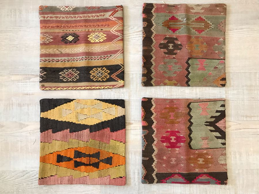 Set Of (4) Turkish Kilim Pillow Covers 16 X 16 Retails $248