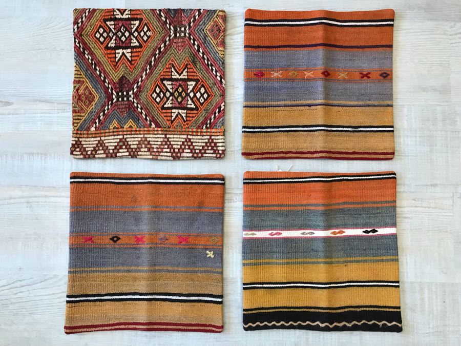 Set Of (4) Turkish Kilim Pillow Covers 16 X 16 Retails $248 [Photo 2]